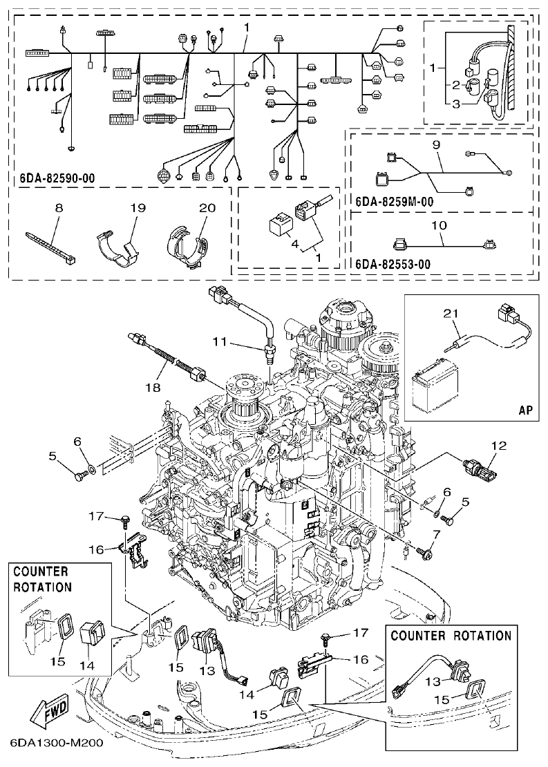 Yamaha F200FET, FL200FET ELECTRICAL 4 parts diagram